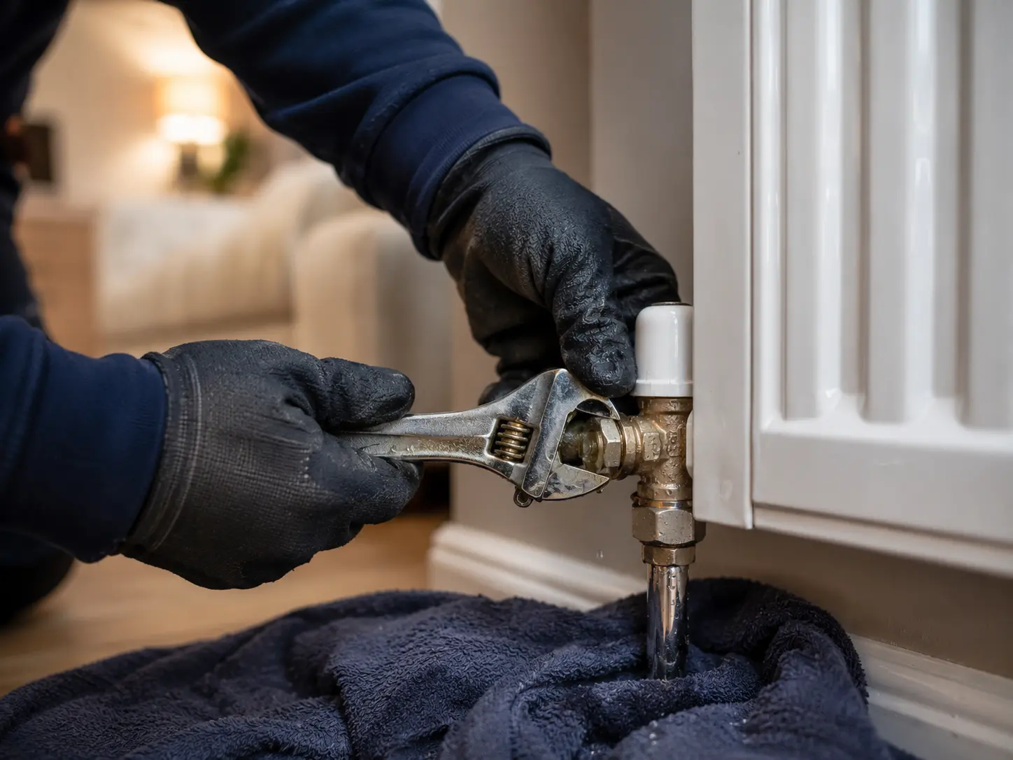 Radiator being repaired in home